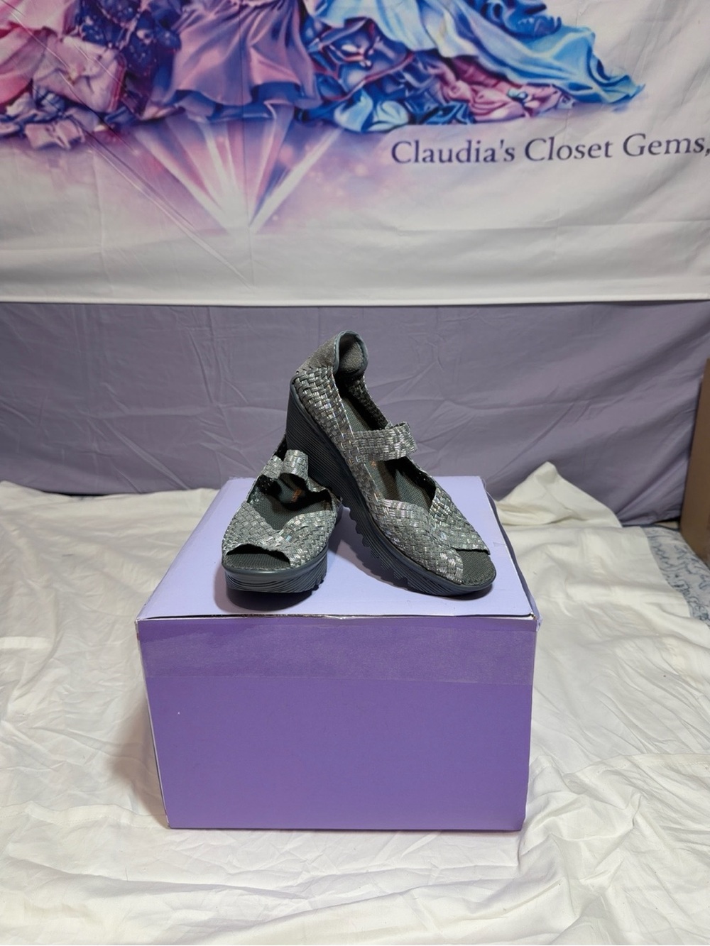 Bernie Mev metallic wedge sandals